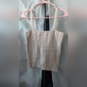 Elegant Cable Knit Beige Camisole